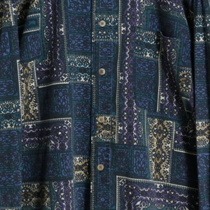 cold color ethnic design shirt. | Vintage.City 古着屋、古着コーデ情報を発信