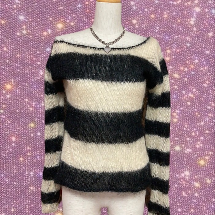 90's "DKNY JEANS" Stripe Mohair Knit | Vintage.City 古着屋、古着コーデ情報を発信
