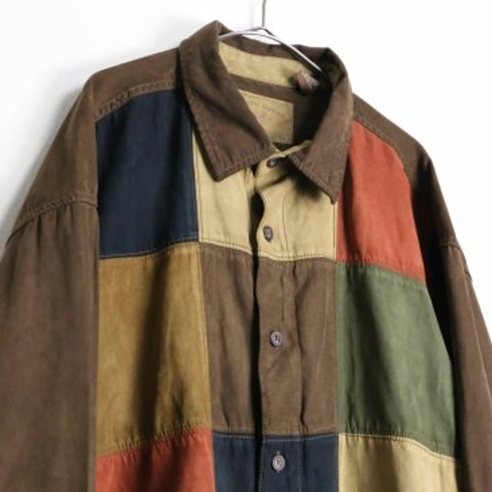 retro coloring patchwork faux suedeshirt | Vintage.City Vintage Shops, Vintage Fashion Trends