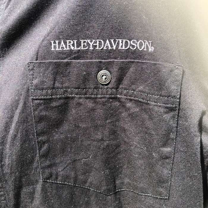 ハーレーダビッドソン 長袖シャツ 刺繍ロゴ 胸ポケット XL | Vintage.City