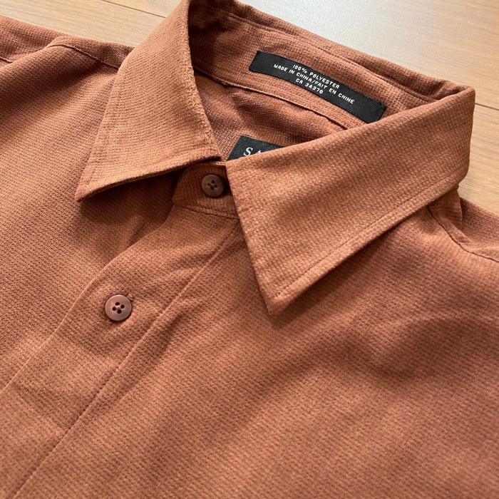 【SAVANE】フェイクスウェード 長袖シャツ ブラウン ポリシャツ US古着 | Vintage.City 빈티지숍, 빈티지 코디 정보