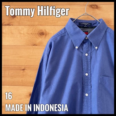 【Tommy Hilfiger】90s 長袖シャツ フラッグタグ 刺繍ロゴ 古着 