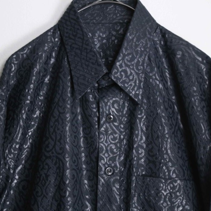 arabesque pattern mode black shirt | Vintage.City 古着屋、古着コーデ情報を発信