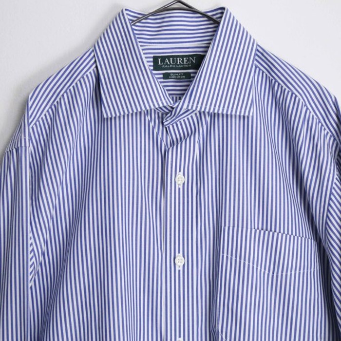 "LAUREN RL" blue stripe pattern shirt | Vintage.City 古着屋、古着コーデ情報を発信