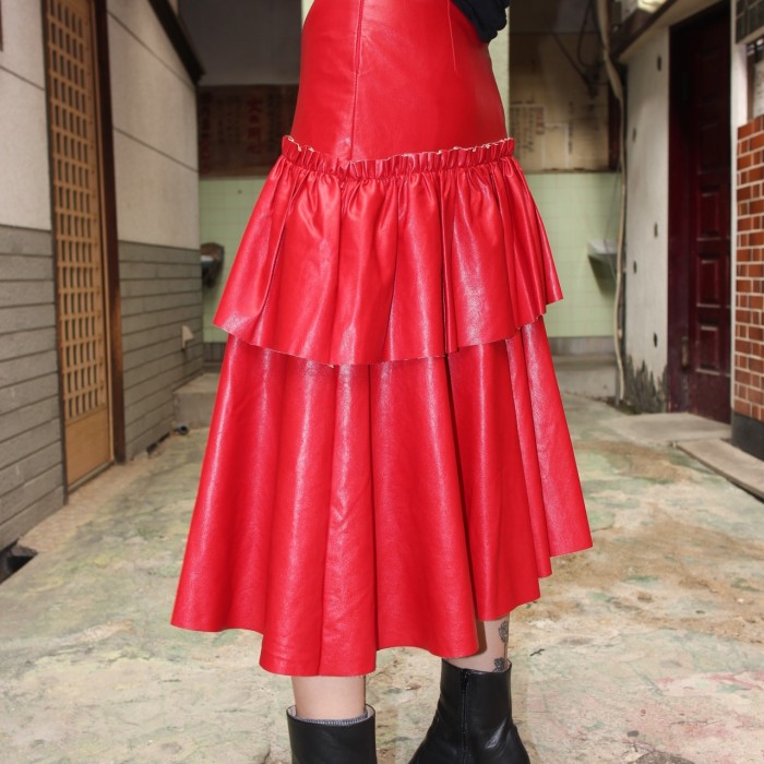 fake leather design skirt | Vintage.City 빈티지숍, 빈티지 코디 정보