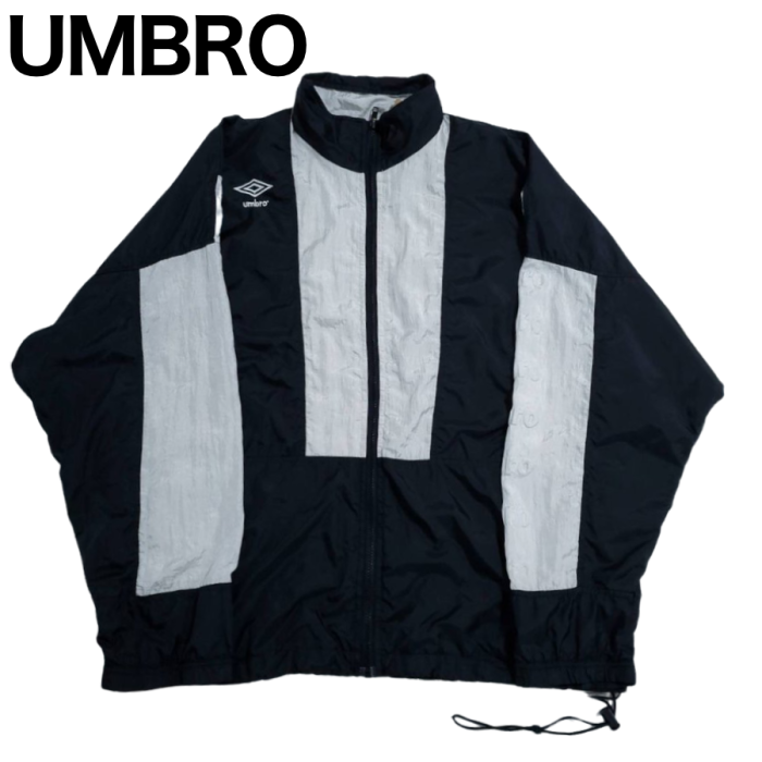 UMBRO （アンブロ） 黒/白 長袖ナイロンジャケット XLサイズ | Vintage