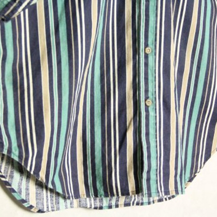 cyan cream color stripe shirt | Vintage.City 古着屋、古着コーデ情報を発信