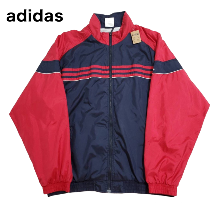 adidas（アディダス） 赤・紺色 ナイロンジャケット ポリエステル100