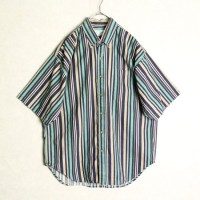 cyan cream color stripe shirt | Vintage.City ヴィンテージ 古着