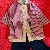 used haori 羽織 縞模様 赤 ストライプ タッセル | Vintage.City 古着屋、古着コーデ情報を発信