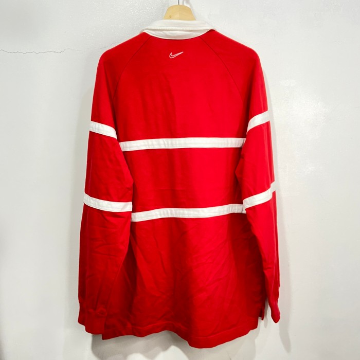 『送料無料』NIKE ナイキ　ラガーシャツ　ビッグロゴ　SWOOSH XL 赤 | Vintage.City 古着屋、古着コーデ情報を発信