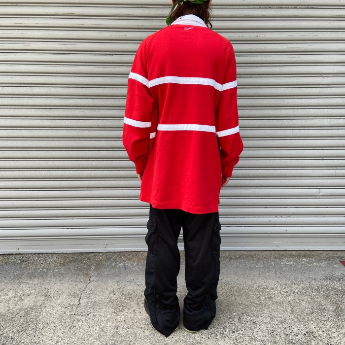 送料無料』NIKE ナイキ ラガーシャツ ビッグロゴ SWOOSH XL 赤