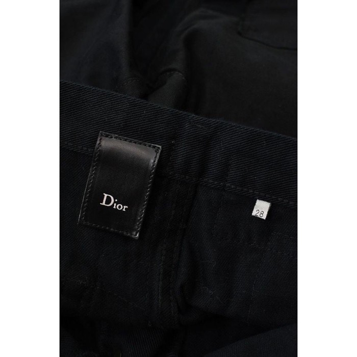 Dior HOMME メンズ エディ期 クラスト スキニー パンツ ブラック 