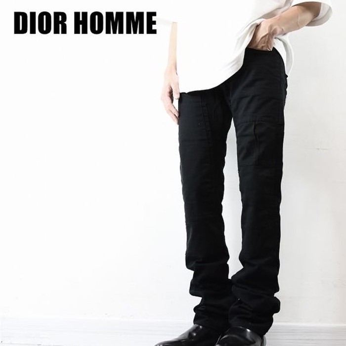 Dior HOMME メンズ エディ期 クラスト スキニー パンツ ブラック
