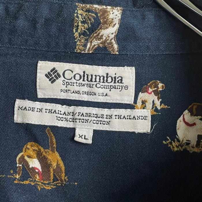 Columbia 犬 dog プリント ワイド コットン 総柄 BDシャツ | Vintage.City