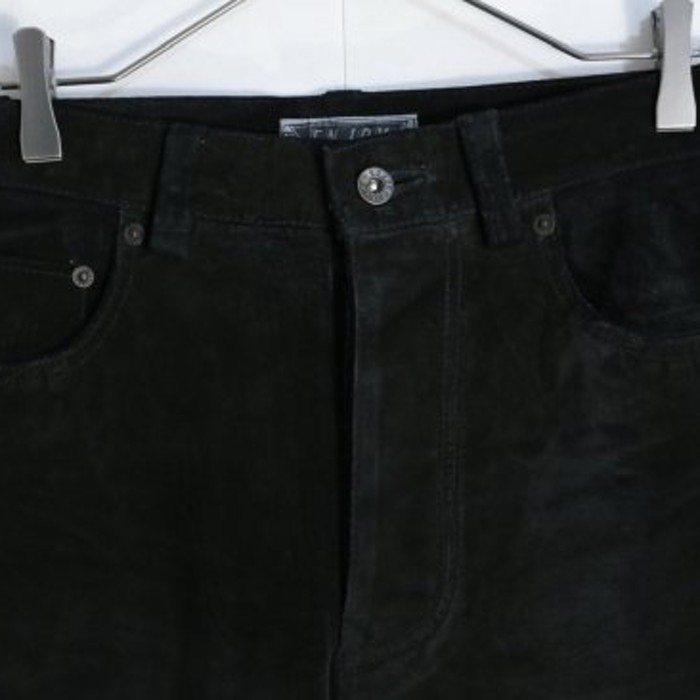 Pig skin button fly black leather pants. | Vintage.City 古着屋、古着コーデ情報を発信