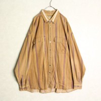 "camel" brown base stripe big shirt | Vintage.City 빈티지숍, 빈티지 코디 정보
