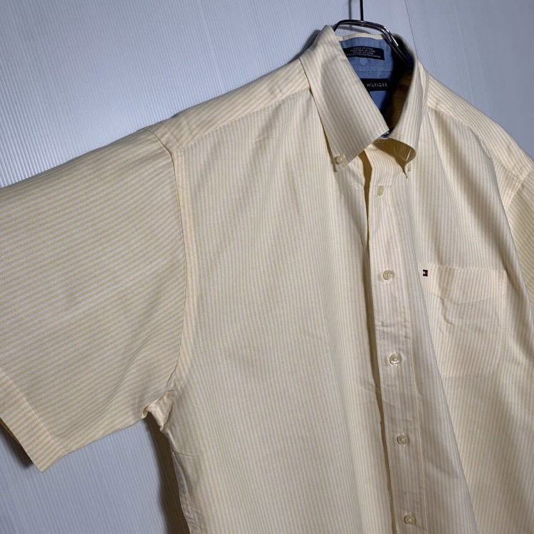 トミーヒルフィガー ビンテージ 90s フラッグ ロゴ刺繍 BDシャツ M 