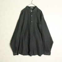loose silhouette black linen shirt | Vintage.City 빈티지숍, 빈티지 코디 정보