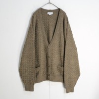 brown 3D knitting wool cardigan | Vintage.City 古着屋、古着コーデ情報を発信