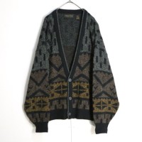 dark tone ethnic pattern acryliccardigan | Vintage.City 古着屋、古着コーデ情報を発信