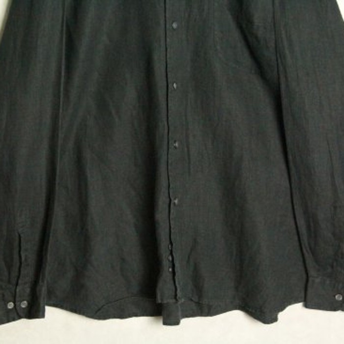 loose silhouette black linen shirt | Vintage.City 古着屋、古着コーデ情報を発信