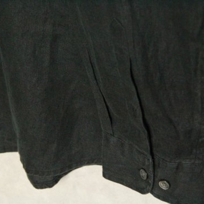 loose silhouette black linen shirt | Vintage.City 古着屋、古着コーデ情報を発信