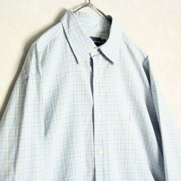 "Polo RL" pale blue check shirt | Vintage.City 빈티지숍, 빈티지 코디 정보