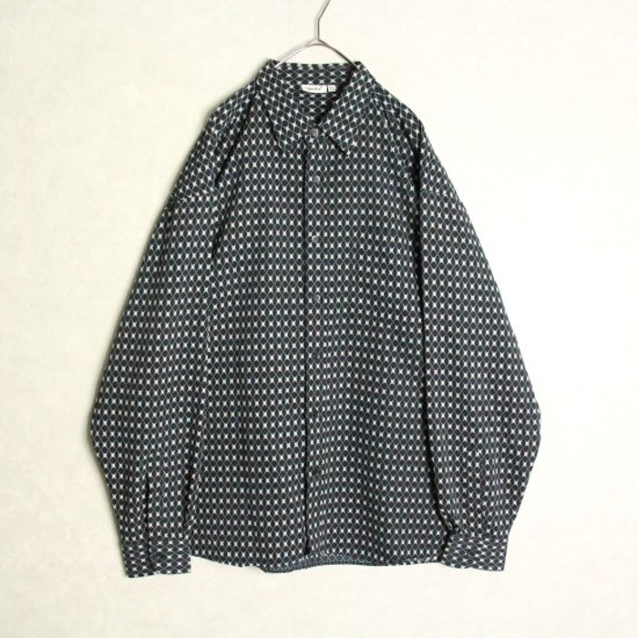 flash check black wide drape shirt | Vintage.City 古着屋、古着コーデ情報を発信