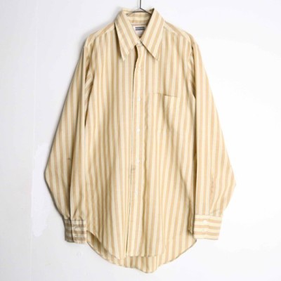 70's yellow beige stripe dress shirt | Vintage.City 古着屋、古着コーデ情報を発信