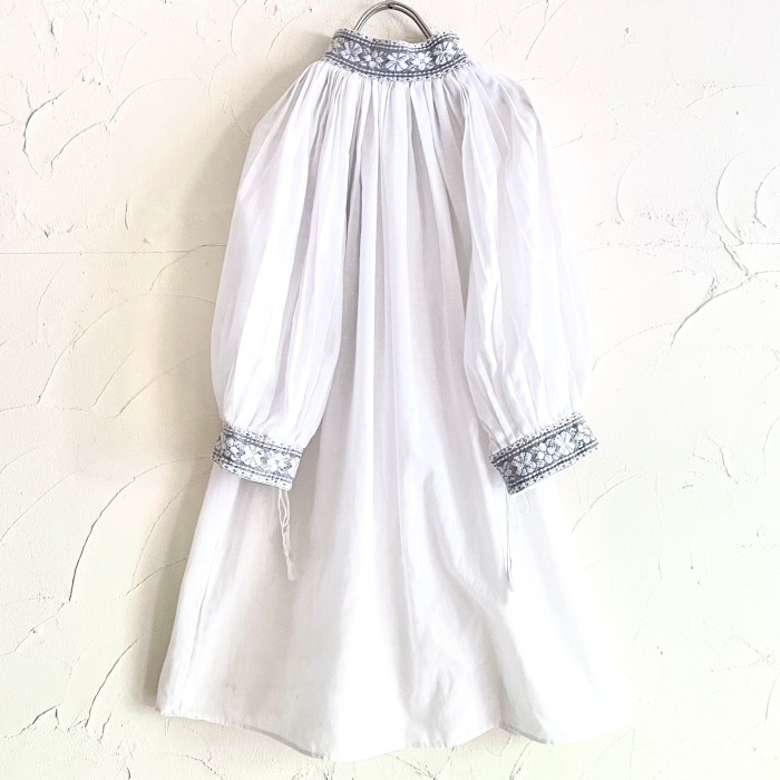 White grey cotton tunic blouse | Vintage.City ヴィンテージ 古着