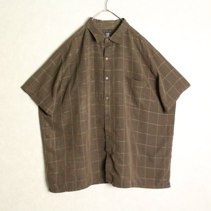 chocolate check pattern smooth big shirt | Vintage.City 빈티지숍, 빈티지 코디 정보