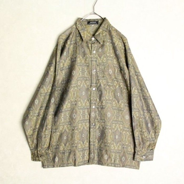 metallic color european woven shirt | Vintage.City 古着屋、古着コーデ情報を発信