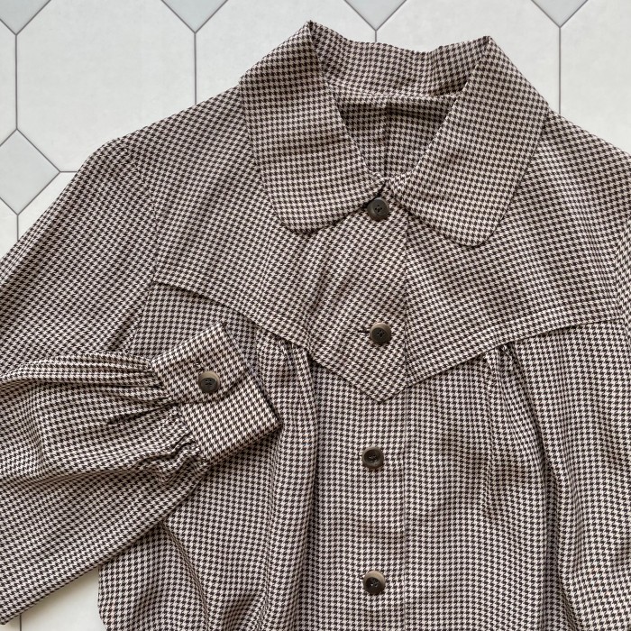 houndstooth round collar blouse | Vintage.City ヴィンテージ 古着