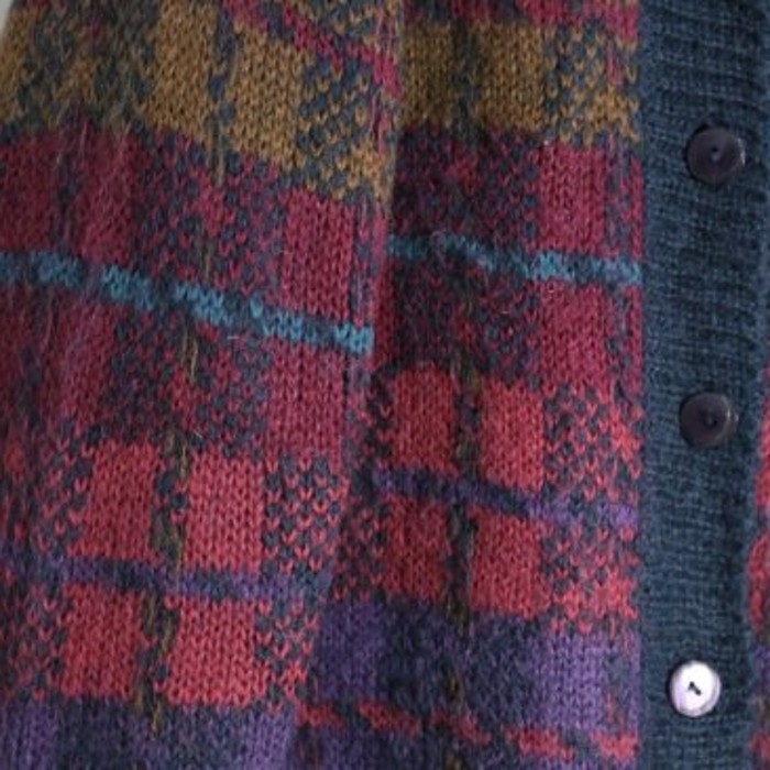 colorful check mohair × acrylic cardigan | Vintage.City 古着屋、古着コーデ情報を発信