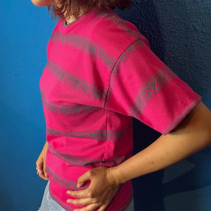 80-90s Striped Pink T-Shirt | Vintage.City ヴィンテージ 古着