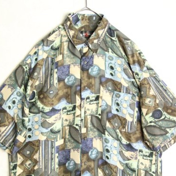earth material design silk shirt | Vintage.City 古着屋、古着コーデ情報を発信