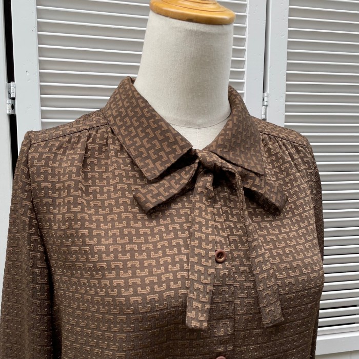 jacquard bowtie blouse | Vintage.City ヴィンテージ 古着