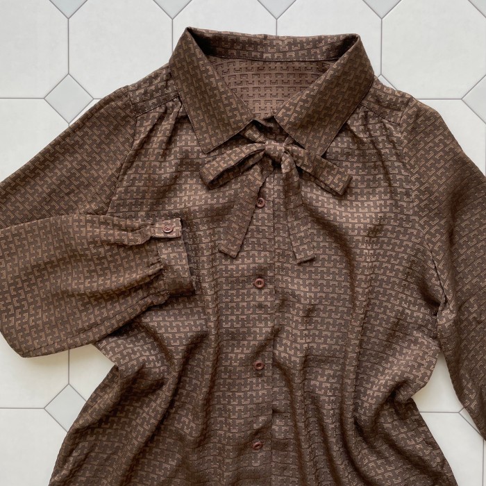 jacquard bowtie blouse | Vintage.City ヴィンテージ 古着