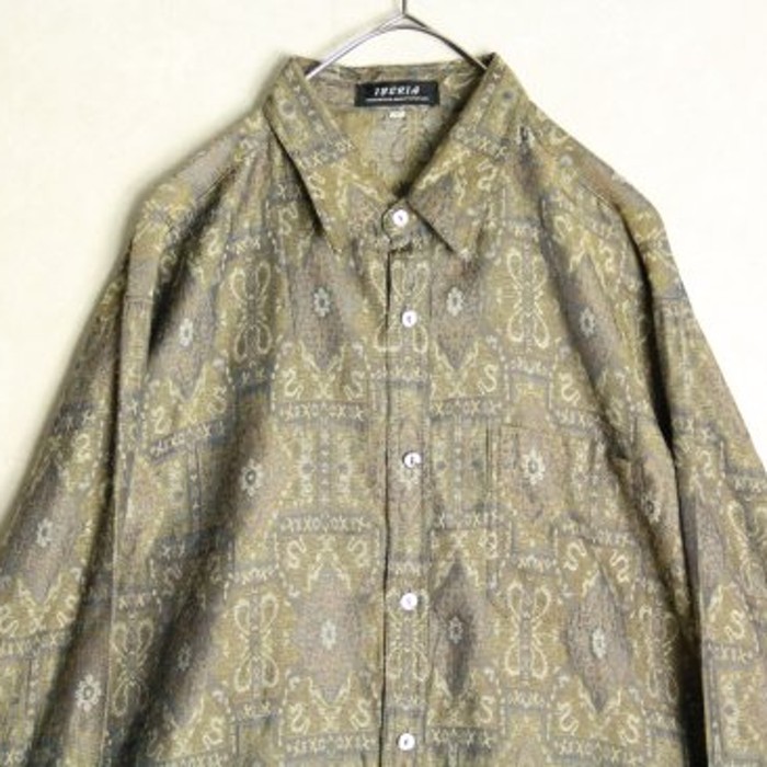 metallic color european woven shirt | Vintage.City 古着屋、古着コーデ情報を発信