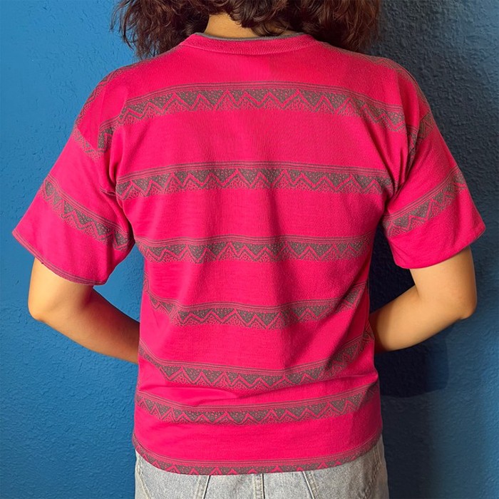 80-90s Striped Pink T-Shirt | Vintage.City ヴィンテージ 古着