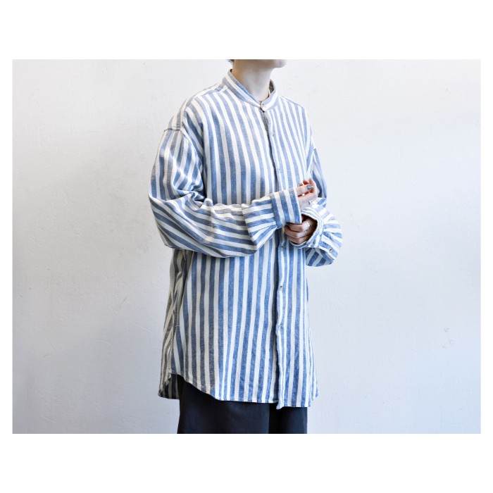Old Striped Bandcollar Shirt | Vintage.City ヴィンテージ 古着
