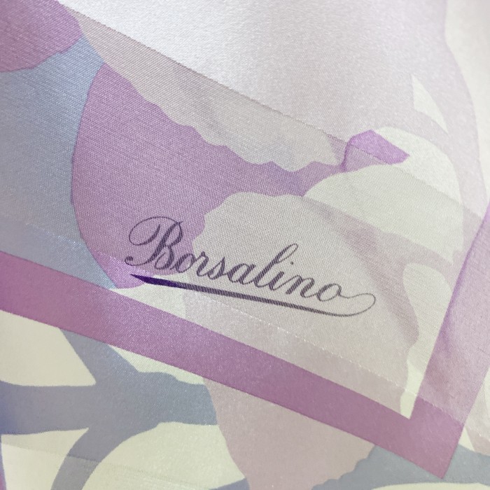 ボルサリーノ　スカーフ　白　紫　シルク　未使用品　美品　Borsalino | Vintage.City ヴィンテージ 古着