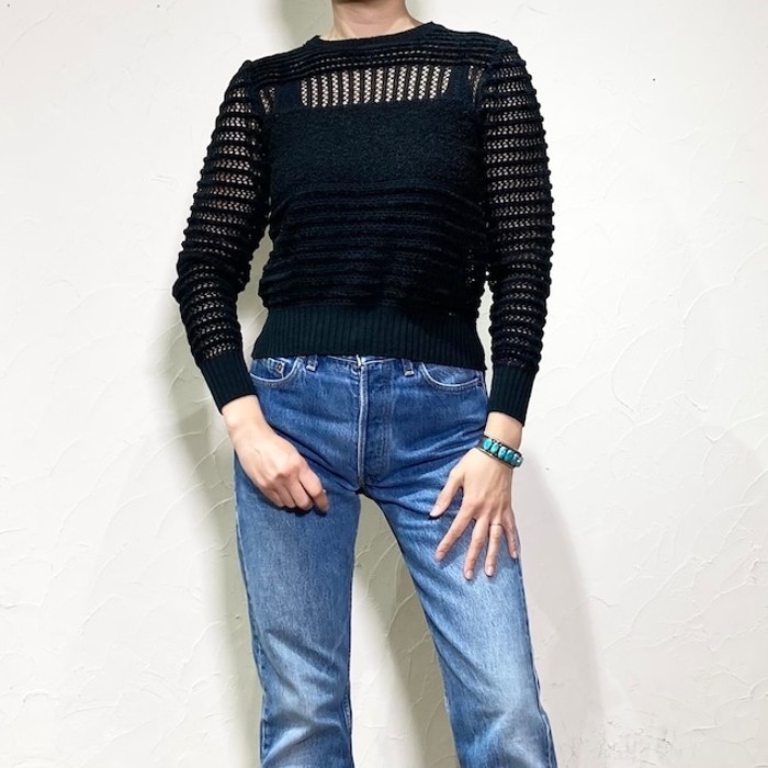 20ans knits by Marie kim black mesh knit | Vintage.City ヴィンテージ 古着