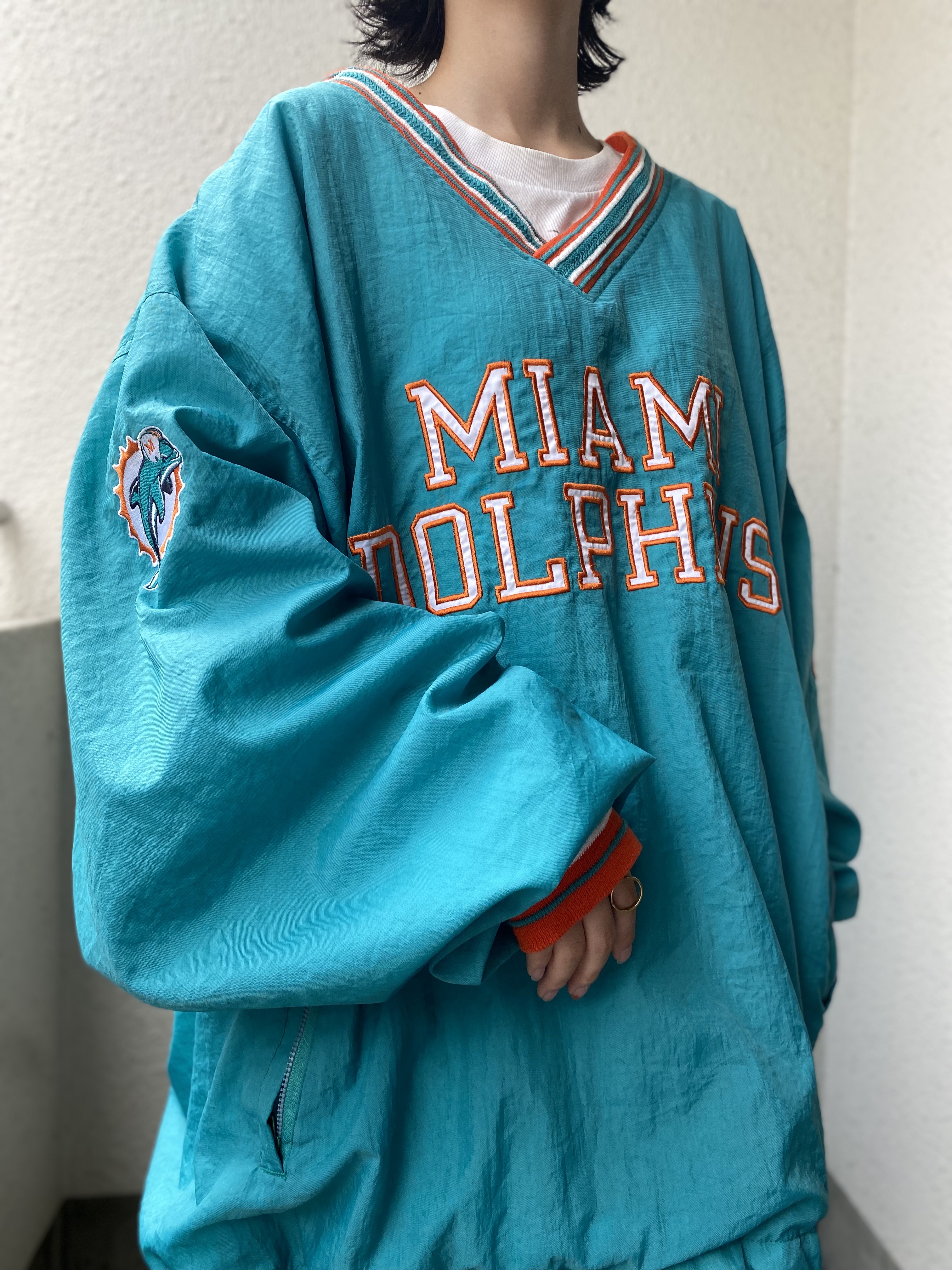 90年代 マイアミ・ドルフィンズ ナイロンプルオーバー メンズ2XL 