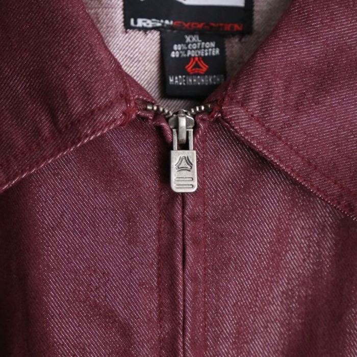 bordeaux color zip up 2XL denim jacket | Vintage.City ヴィンテージ 古着