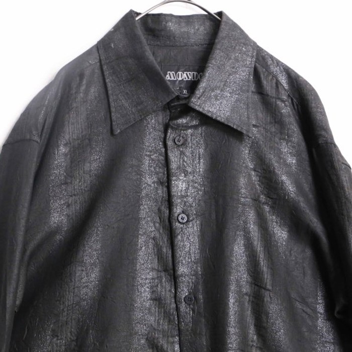 shiny design black stripe sheer shirt | Vintage.City ヴィンテージ 古着