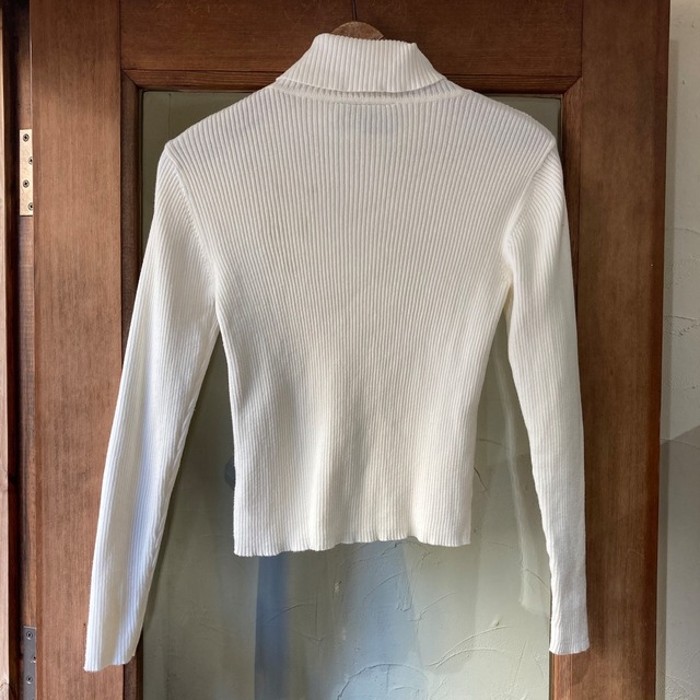 White cotton turtle-neck knit | Vintage.City ヴィンテージ 古着