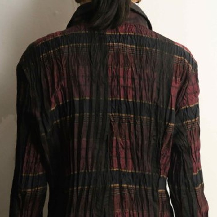 Border pattern pleats L/S shirt | Vintage.City ヴィンテージ 古着