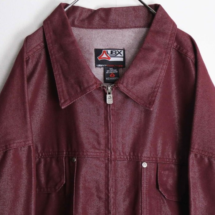 bordeaux color zip up 2XL denim jacket | Vintage.City ヴィンテージ 古着
